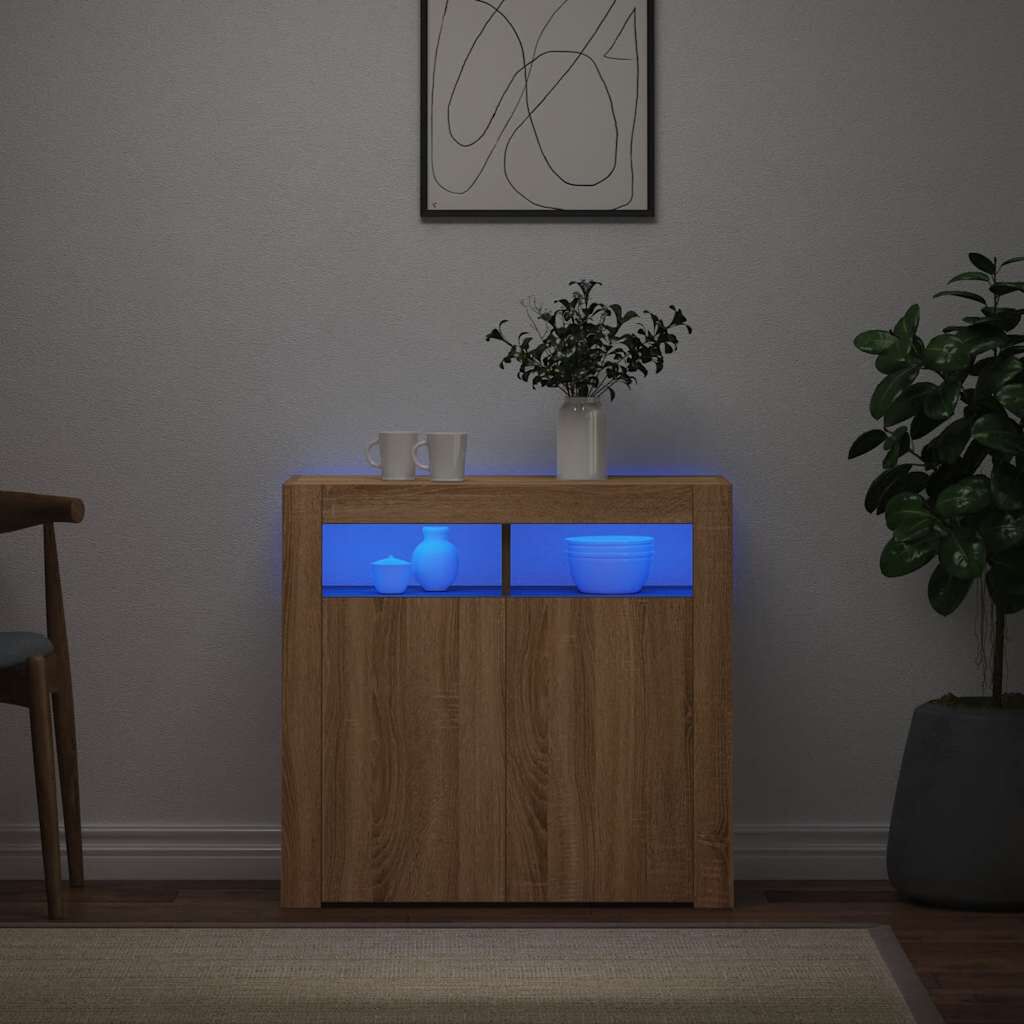 vidaXL Ντουλάπι με LED Sonoma Δρυς 80 x 35 x 75 εκ.