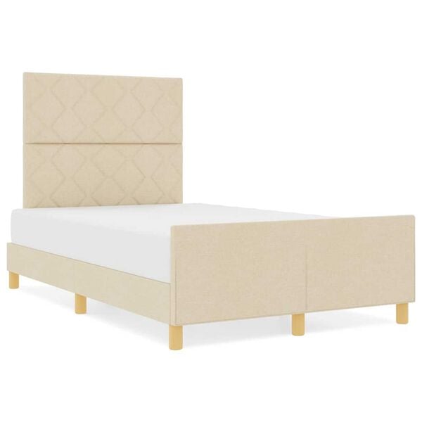 vidaXL Σκελετός Κρεβατιού με κεφαλάρι Κρεμ 120 x 200 cm ύφασμα