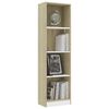 vidaXL Βιβλιοθήκη με 4 Ράφια Λευκό/Sonoma 40x24x142 εκ. Επεξ. Ξύλο