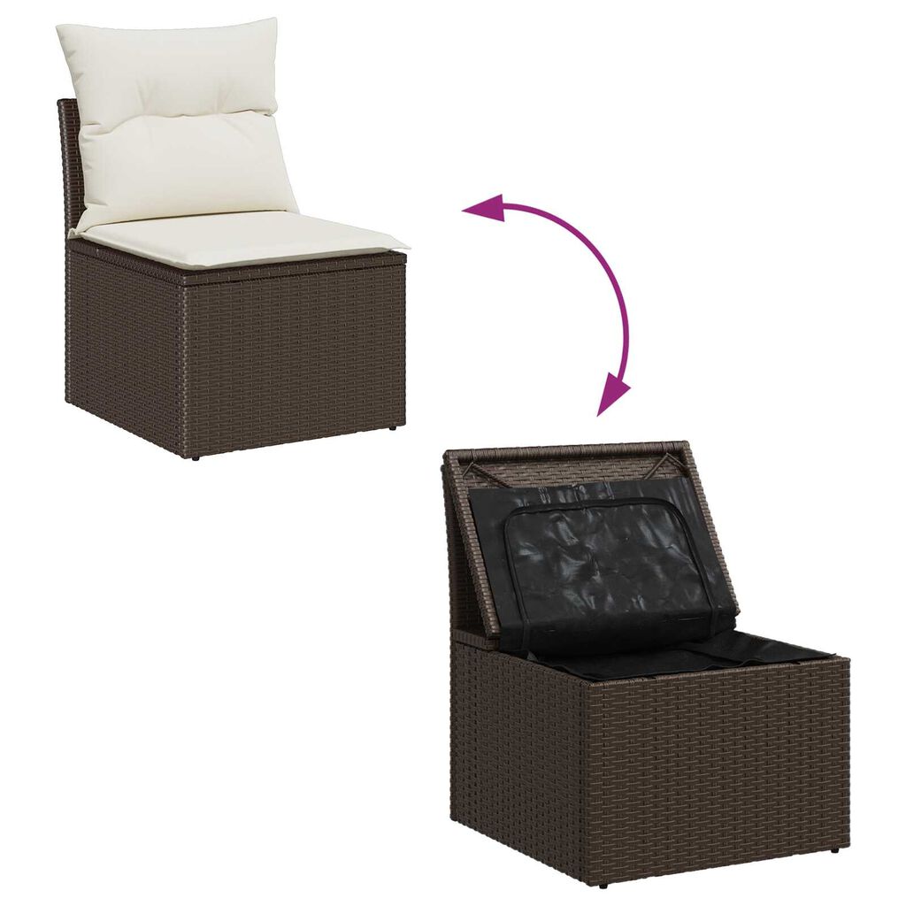 vidaXL Σετ Καναπέ Κήπου 4 pcs Καφέ, Κρέμα Πολυ rattan, βαμμένο ατσάλι