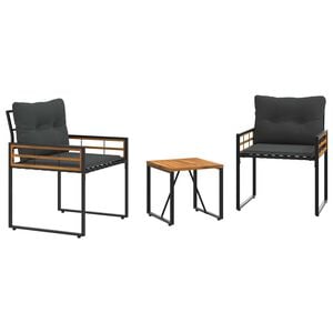 vidaXL Σετ Εξωτερικών Επίπλων με μαξιλάρι 3 pcs Σκούρο Γκρι