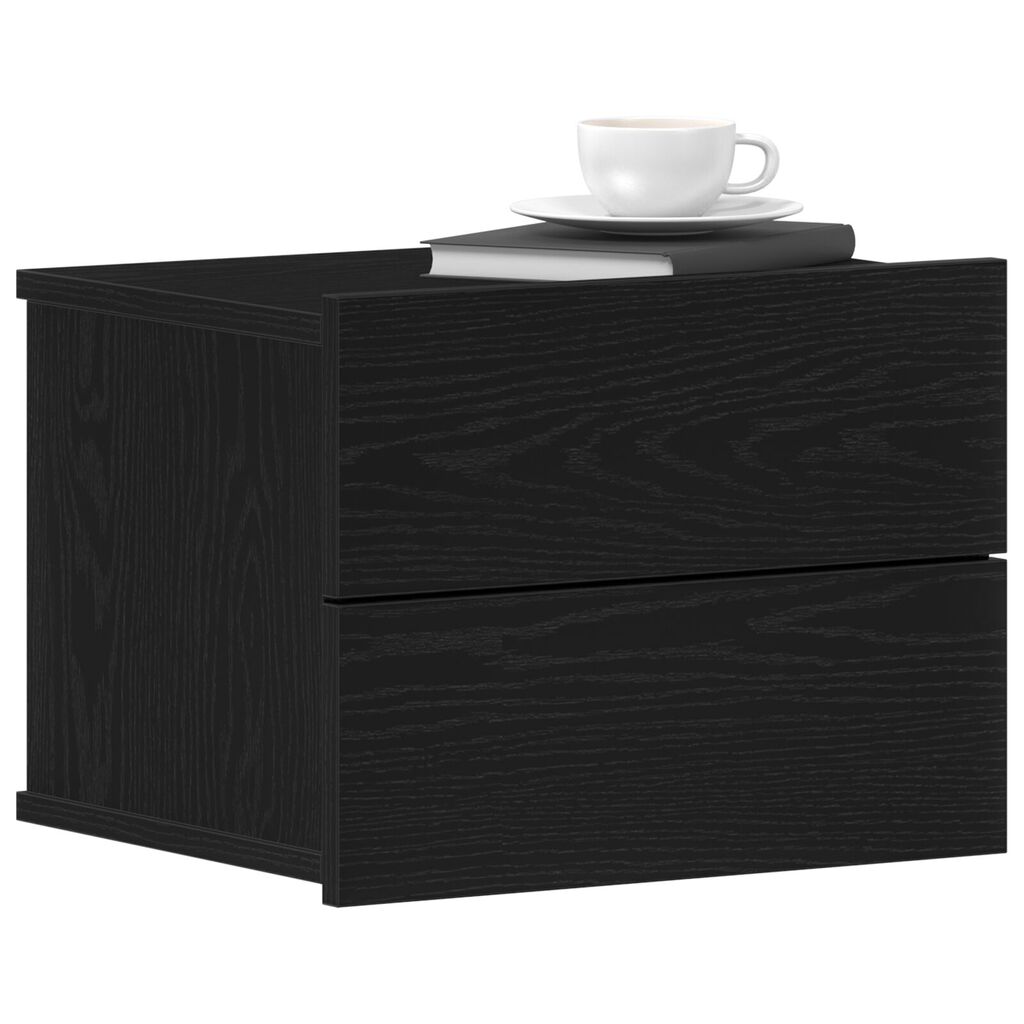 vidaXL Κομοδίνο Μαύρο Δρύς 40x30x30 εκ Επεξεργασμένο Ξύλο