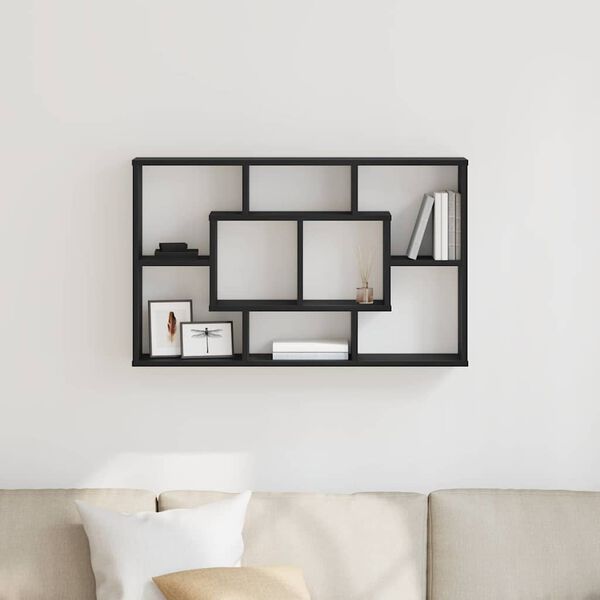 vidaXL Ράφι Τοίχου Μαύρη δρυς 85 x 16 x 52.5 εκ Επεξεργασμένο ξύλο