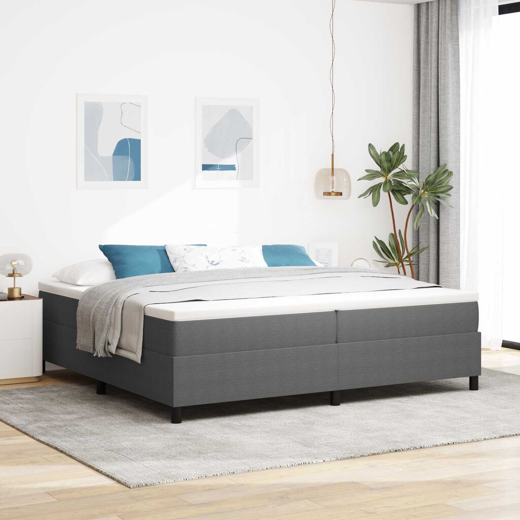 vidaXL Κρεβάτι Box Spring με Στρώμα σε Ανοιχτό Γκρι, 200 x 200 cm, Ύφασμα Κορδούρας