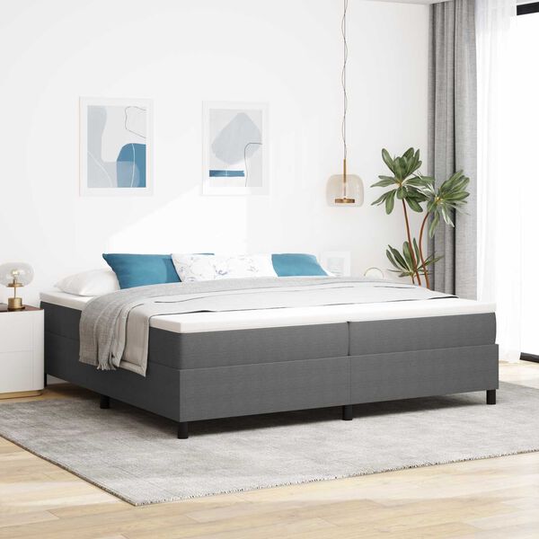 vidaXL Κρεβάτι Box Spring με Στρώμα σε Ανοιχτό Γκρι, 200 x 200 cm, Ύφασμα Κορδούρας