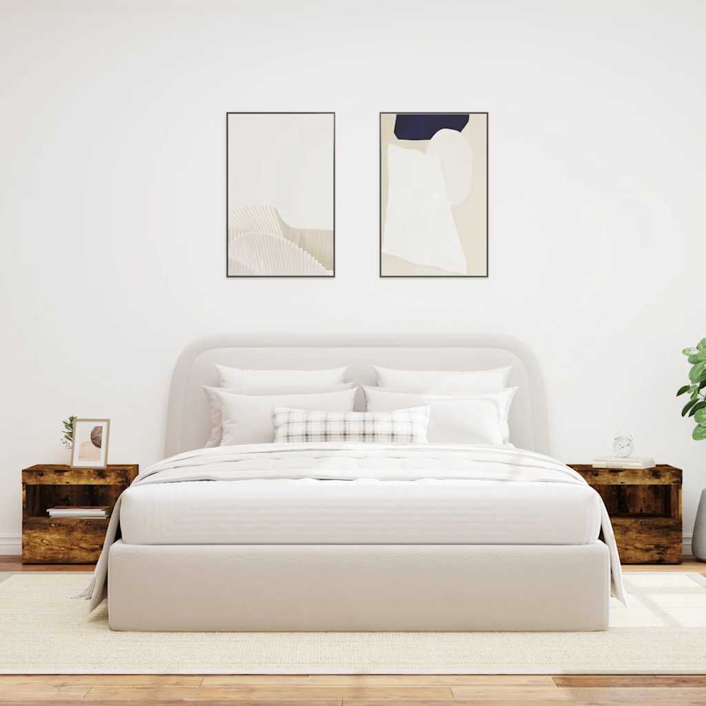 vidaXL Κομοδίνα με Φώτα LED 2 τεμ. Καπνιστή Δρυς 50x40x45 εκ.