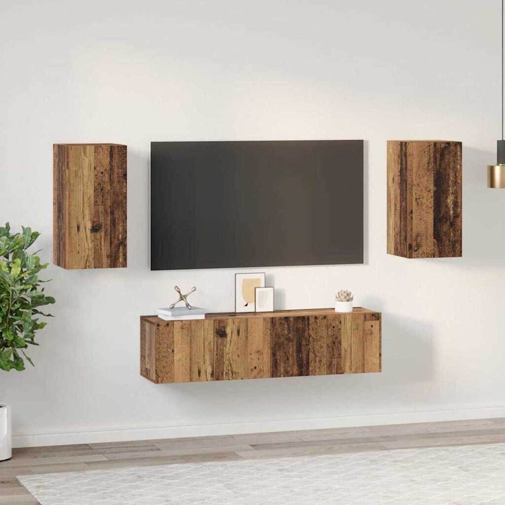 vidaXL Σετ επίπλου τηλεόρασης 4 pcs Παλαιό ξύλο 30.5 x 30 x 60 εκ.