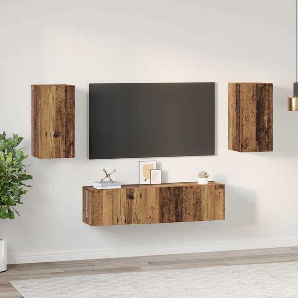 vidaXL Σετ επίπλου τηλεόρασης 4 pcs Παλαιό ξύλο 30.5 x 30 x 60 εκ.