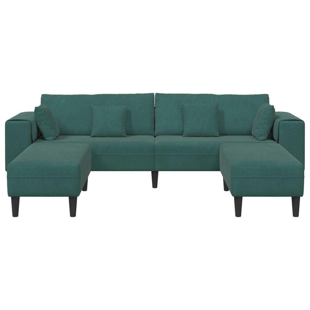 vidaXL Βελούδινος καναπές 3 pcs Σκούρο Πράσινο 208 εκ. Βελούδο
