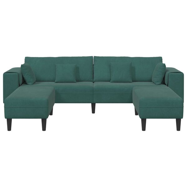 vidaXL Βελούδινος καναπές 3 pcs Σκούρο Πράσινο 208 εκ. Βελούδο