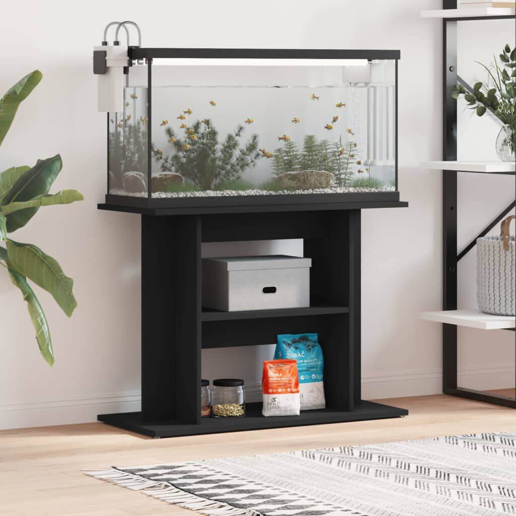 vidaXL Βάση Ενυδρείου Μαύρη 80 x 35 x 60 εκ. από Επεξεργασμένο Ξύλο