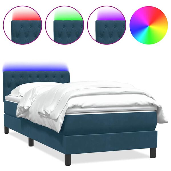 vidaXL &Kappa;&rho;&epsilon;&beta;ά&tau;&iota; Boxspring &mu;&epsilon; &Sigma;&tau;&rho;ώ&mu;&alpha; & LED &Sigma;&kappa;&omicron;ύ&rho;&omicron; &Mu;&pi;&lambda;&epsilon; 80x220 &epsilon;&kappa;. &Beta;&epsilon;&lambda;&omicron;ύ&delta;&iota;&nu;&omicron;