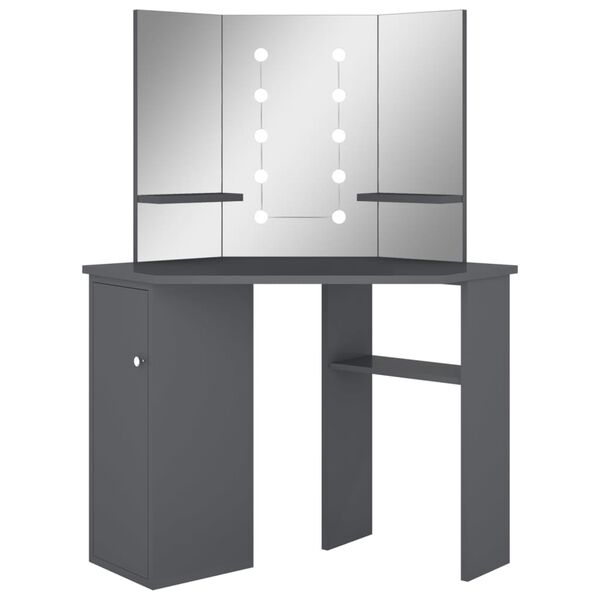 vidaXL Μπουντουάρ Γωνιακό με LED Γκρι 111 x 54 x 141,5 εκ.