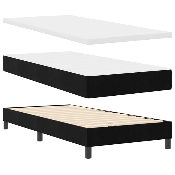 vidaXL Κρεβάτι Box Spring με Στρώμα Μαύρο Μονό Βελούδο
