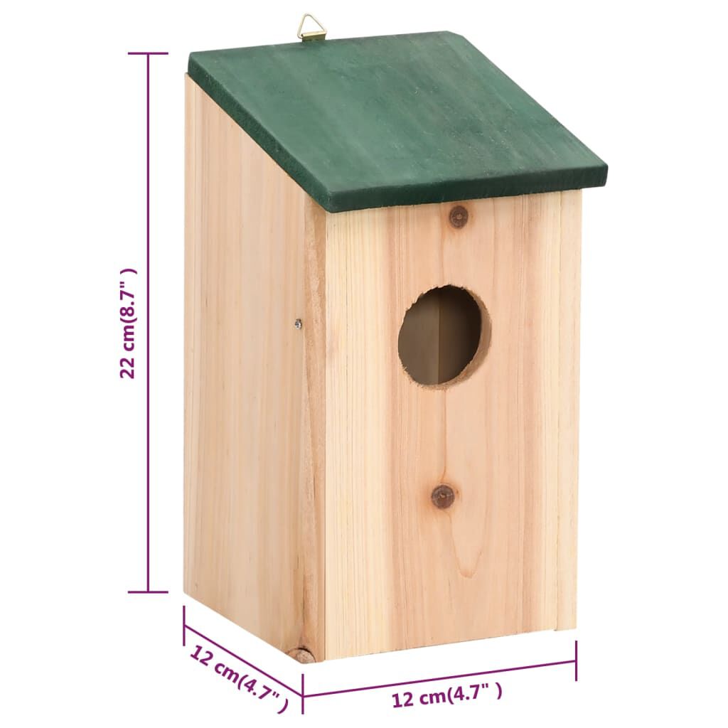 vidaXL Φωλιές Πουλιών 10 τεμ. 12 x 12 x 22 εκ. από Μασίφ Ξύλο Ελάτης
