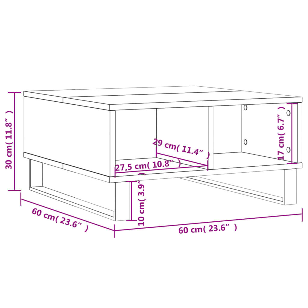 vidaXL Τραπεζάκι Σαλονιού Λευκό 60 x 60 x 30 εκ. Επεξεργασμένο Ξύλο