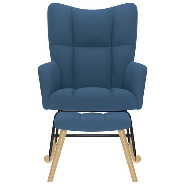 vidaXL Πολυθρόνα Κουνιστή Μπλε Υφασμάτινη με Υποπόδιο