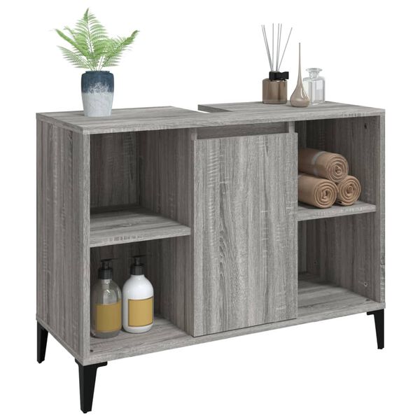 vidaXL Ντουλάπι Νιπτήρα Γκρι Sonoma 80 x 33 x 60εκ. Επεξεργασμένο Ξύλο