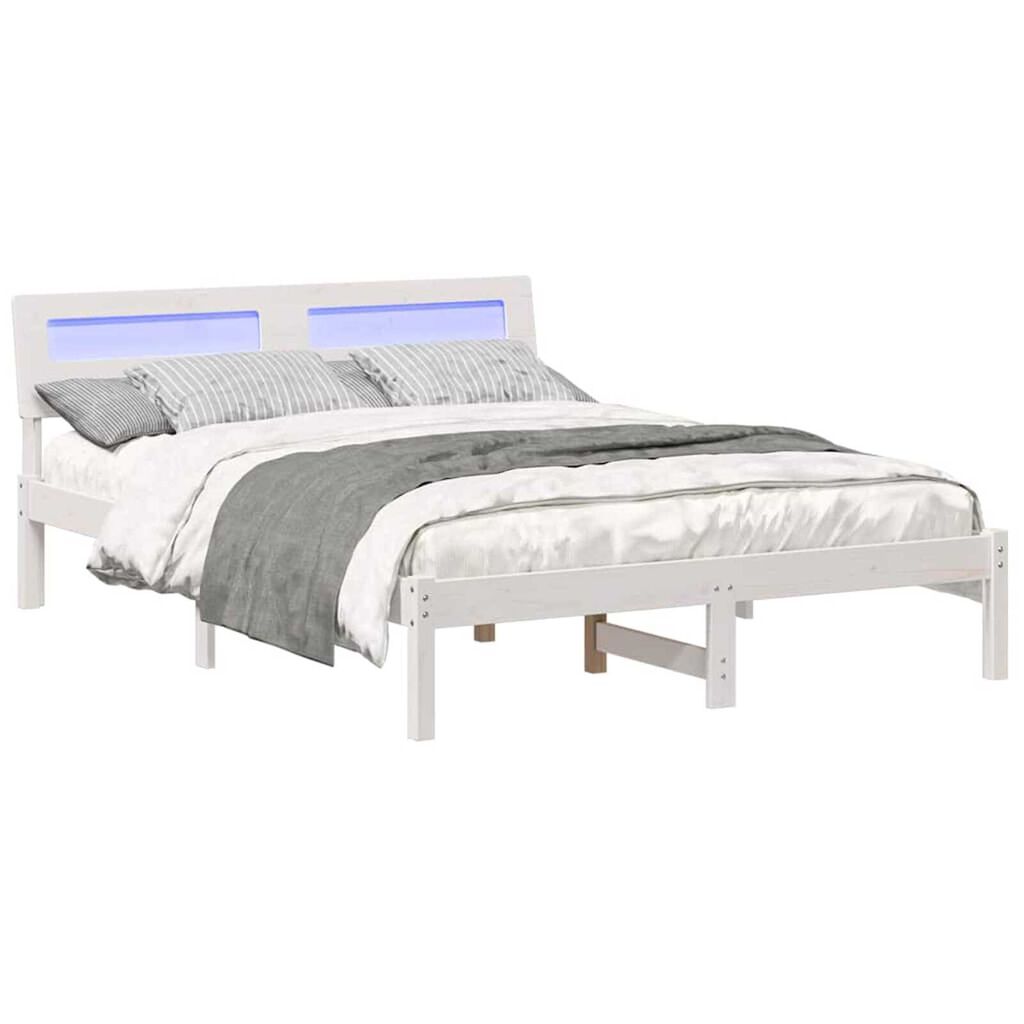 vidaXL Σκελετός Κρεβατιού Λευκό 140 x 190 cm Μασίφ ξύλο πεύκου