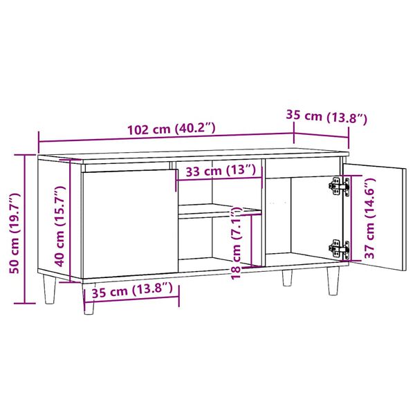 vidaXL Έπιπλο Τηλεόρασης Παλιό Ξύλο 102x35x50 εκ. από Μοριοσανίδα
