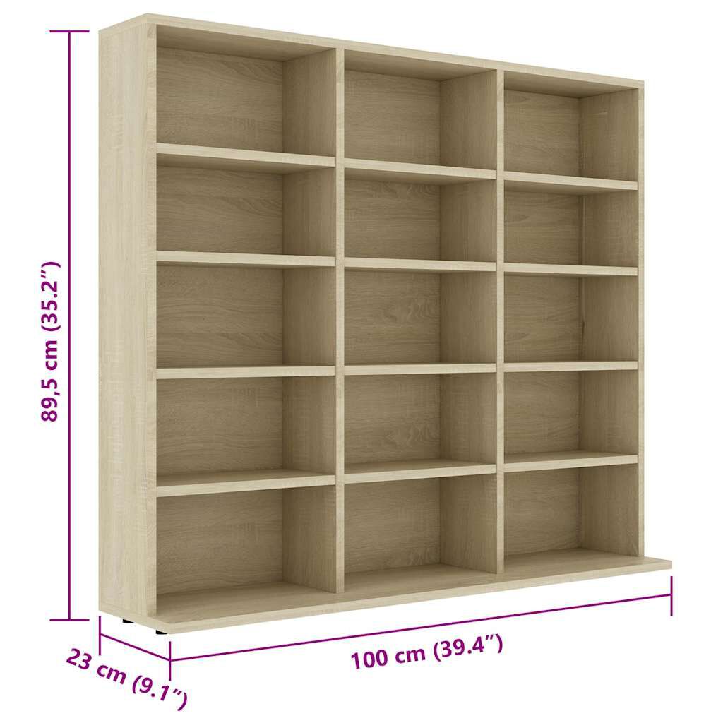 vidaXL Έπιπλο για CD Χρώμα Sonoma Δρυς 100x23x89,5 εκ. από Επεξ. Ξύλο
