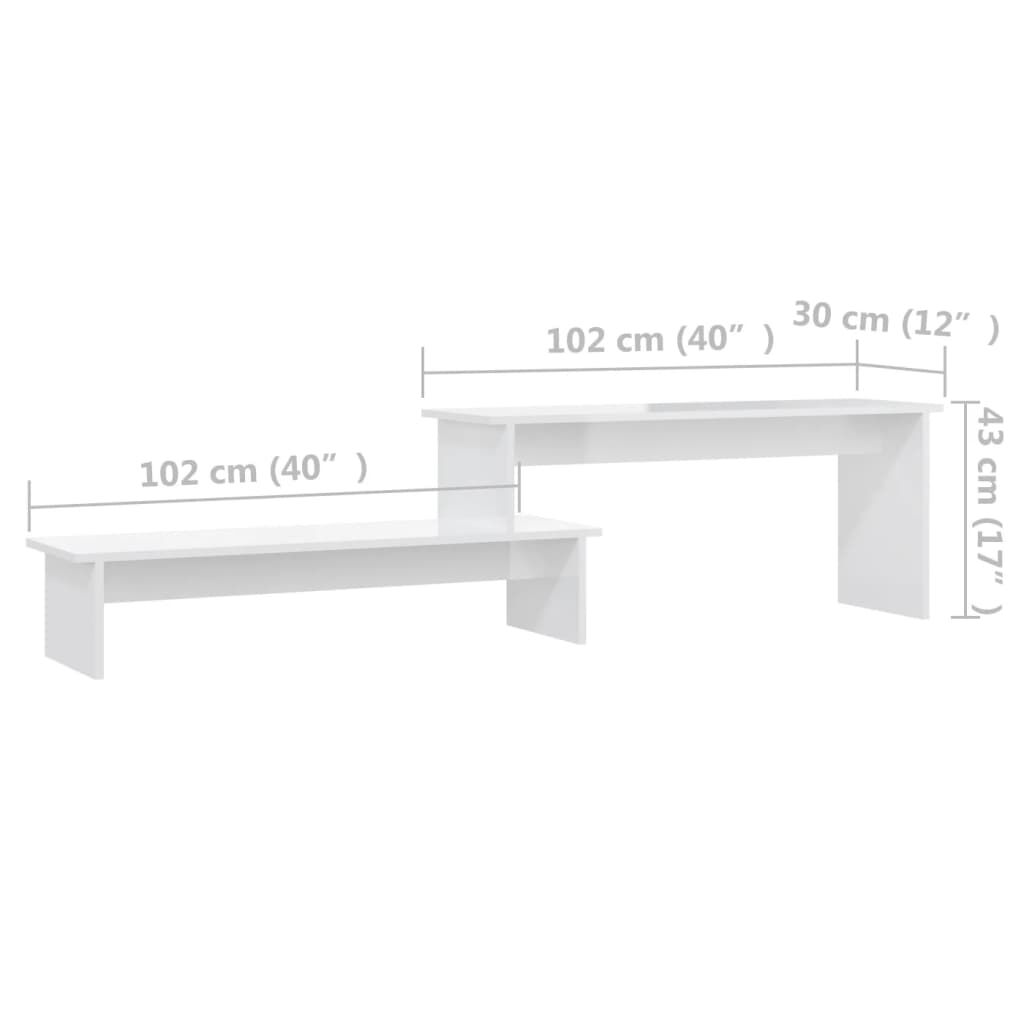 vidaXL Έπιπλο Τηλεόρασης Γυαλιστερό Λευκό 180 x 30 x 43 εκ Επεξ. Ξύλο
