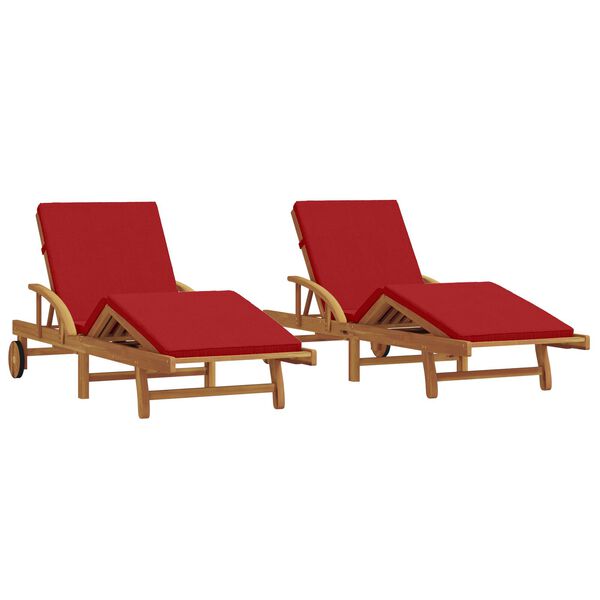 vidaXL Ξαπλώστρα 2 pcs Κόκκινο 200 x 67 x 84εκ Μασίφ ξύλο ακακίας