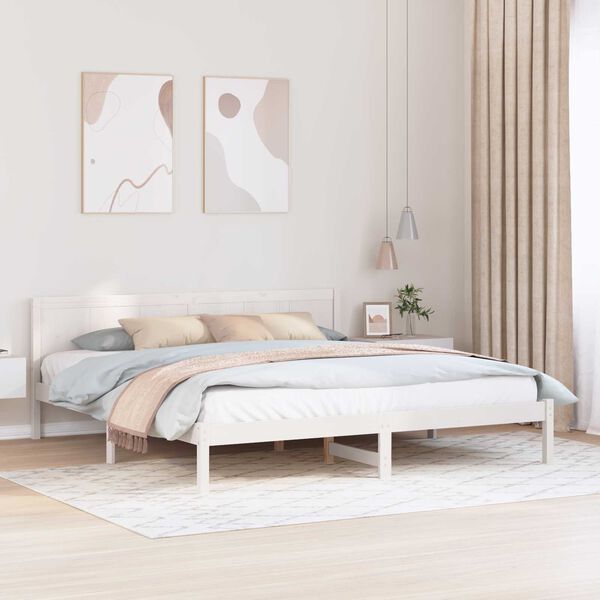 vidaXL Σκελετός Κρεβατιού Λευκό 200 x 200 cm Μασίφ ξύλο πεύκου