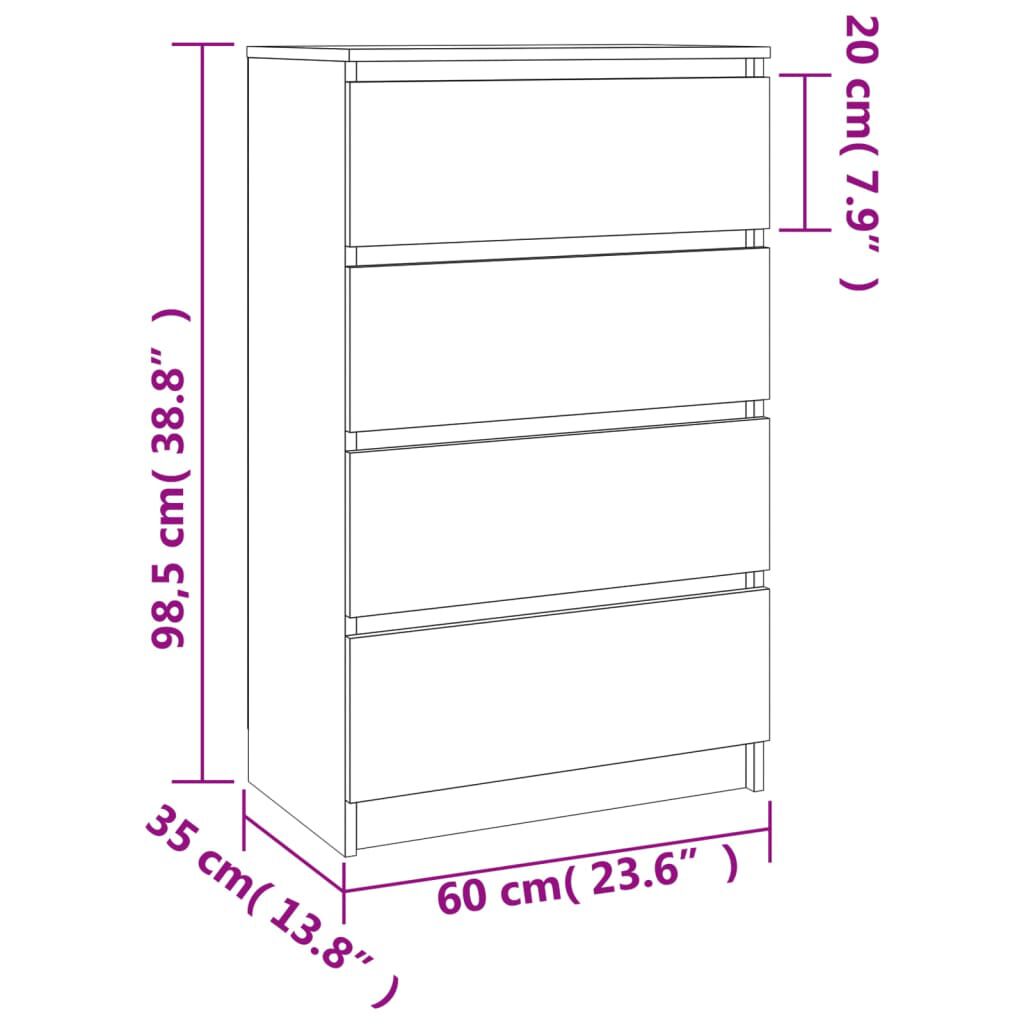 vidaXL Συρταριέρα Γκρι Σκυροδέματος 60x35x98,5 εκ. Επεξεργασμένο Ξύλο
