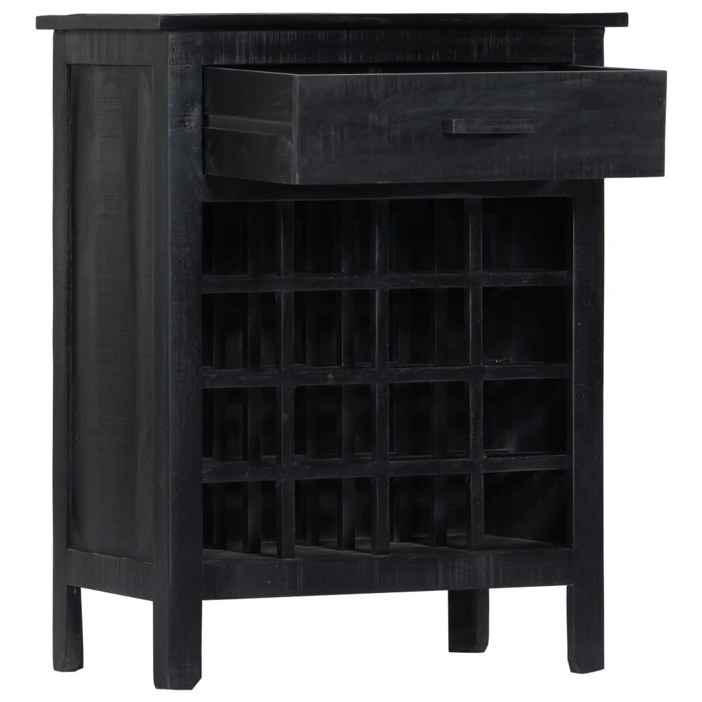 vidaXL Ραφιέρα / Σταντ Κρασιών Μαύρη 56x35x75 εκ. Μασίφ Ξύλο Μάνγκο