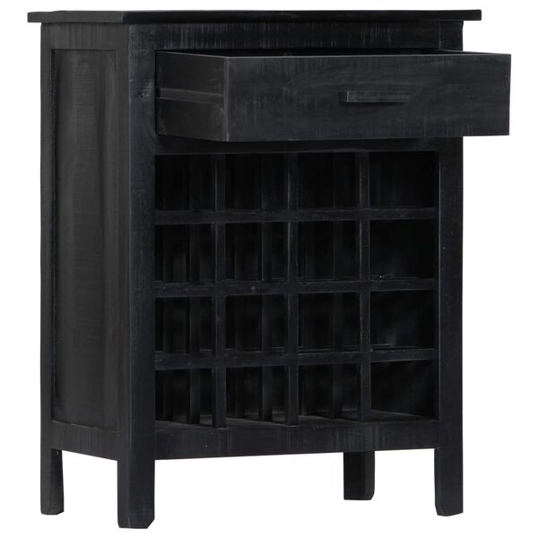 vidaXL Ραφιέρα / Σταντ Κρασιών Μαύρη 56x35x75 εκ. Μασίφ Ξύλο Μάνγκο