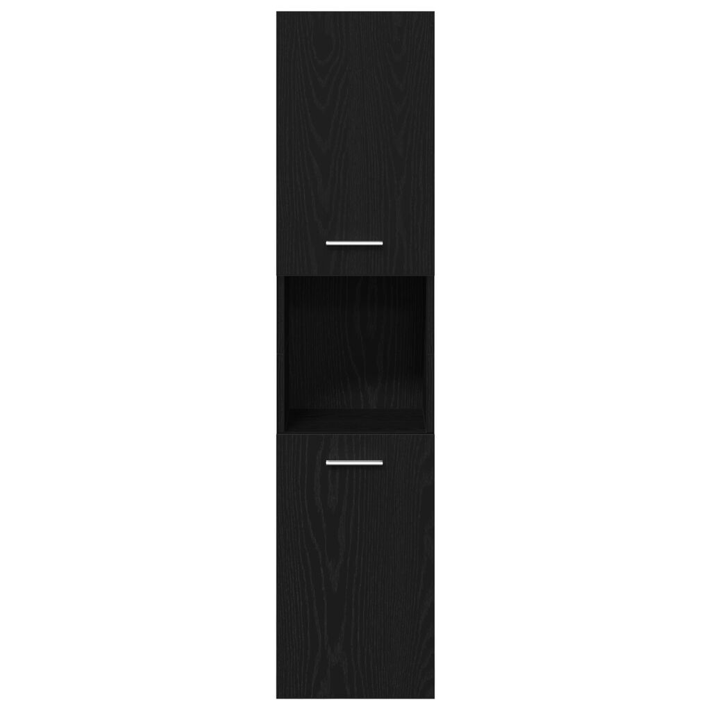 vidaXL Ντουλάπι Τοίχου Μπάνιου Μαύρο Δρυς 30x30x130 εκ από Ξύλο