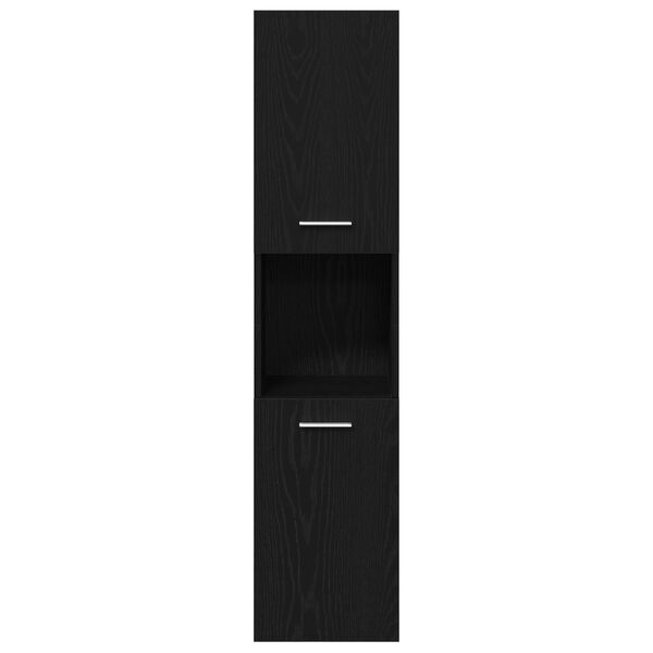 vidaXL Ντουλάπι Τοίχου Μπάνιου Μαύρο Δρυς 30x30x130 εκ από Ξύλο