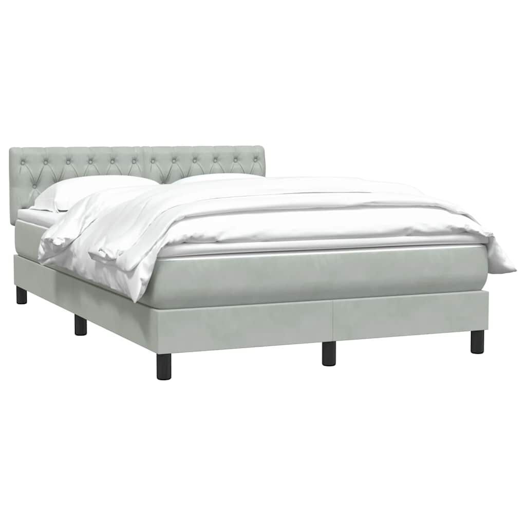 vidaXL Κρεβάτι Boxspring με Στρώμα Ανοιχτό Γκρι 140x220 εκ. Βελούδινο