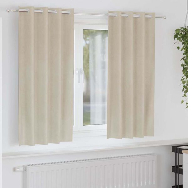 vidaXL Κουρτίνες με κουρτίνες 2 pcs Κρεμ 140 x 175 cm Βελούδο