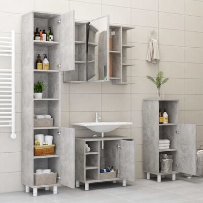 vidaXL Στήλη Μπάνιου Γκρι του Σκυροδέματος 30x30x179 εκ. Μοριοσανίδα