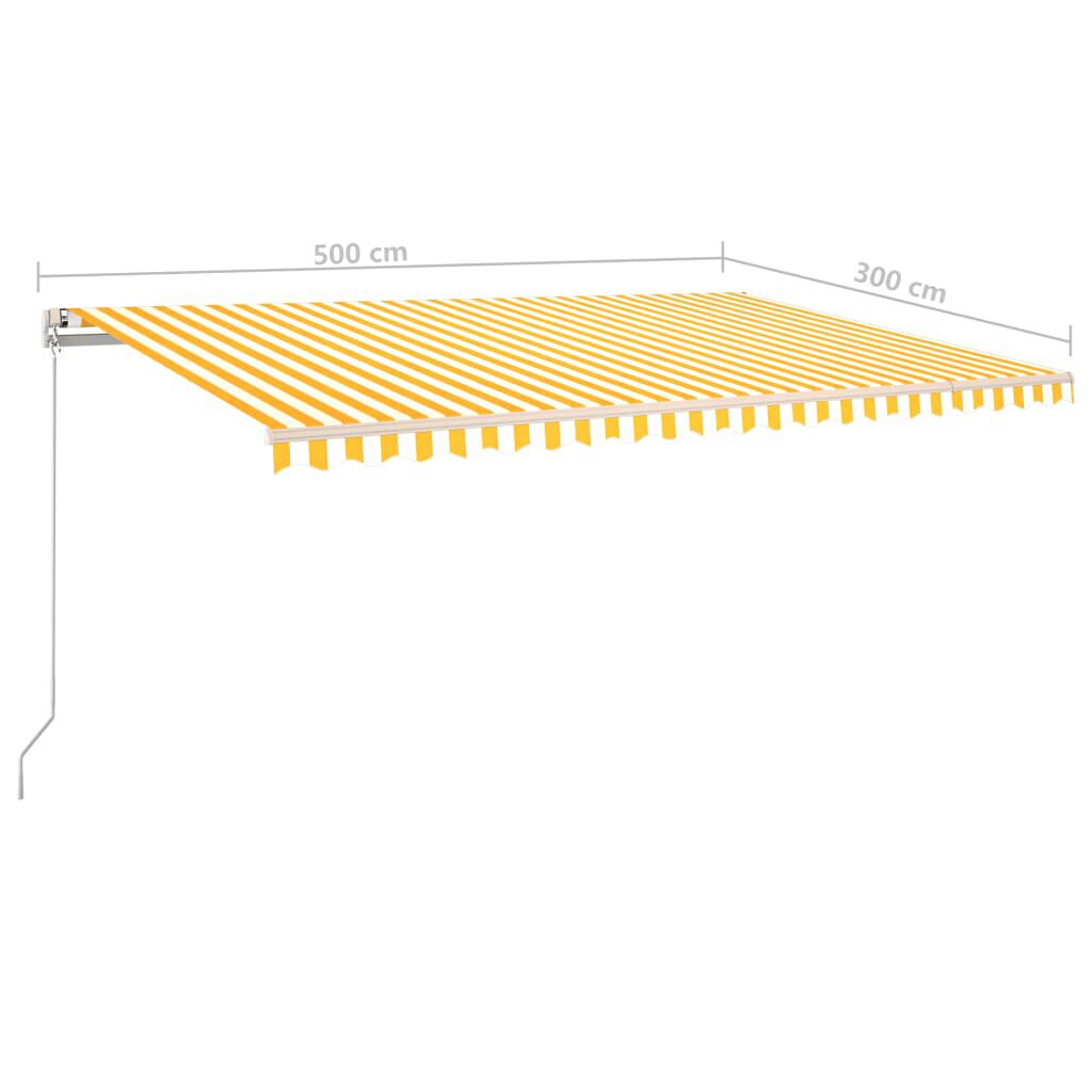 vidaXL Τέντα Αυτόματη με LED & Αισθητήρα Ανέμου Κίτρινο/Λευκό 5 x 3 μ.