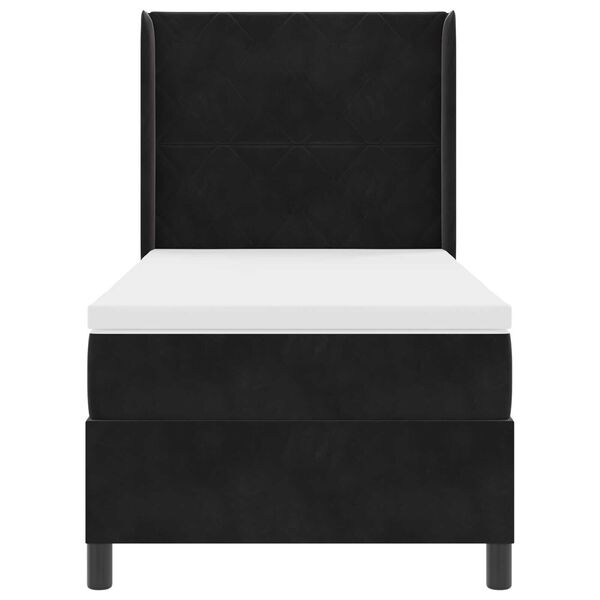 Κρεβάτι Box Spring vidaXL με Στρώμα Μαύρο 100x200 εκ. Βελούδο