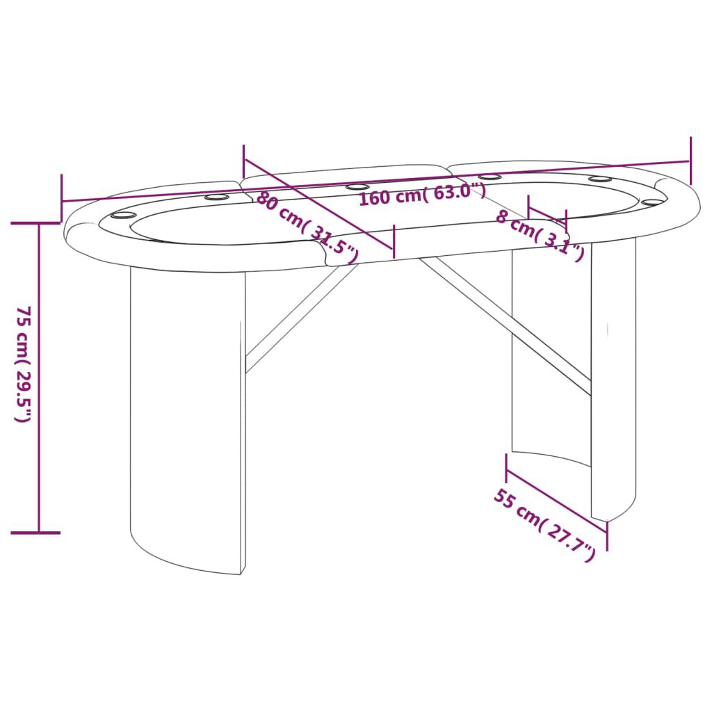 vidaXL Τραπέζι Πόκερ για 10 Παίκτες Μπλε 160 x 80 x 75 εκ.