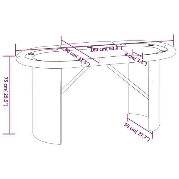 vidaXL Τραπέζι Πόκερ για 10 Παίκτες Μπλε 160 x 80 x 75 εκ.