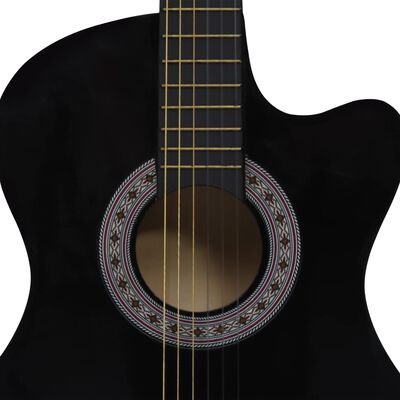vidaXL Κιθάρα Western Classical Cutaway με 6 Χορδές Μαύρη 38"
