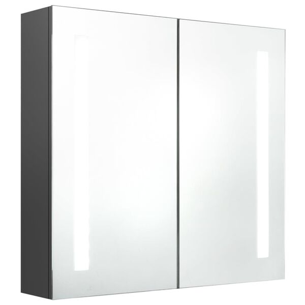 vidaXL Καθρέφτης Μπάνιου με Ντουλάπι & Φωτισμό LED Γκρι 62x14x60 εκ.