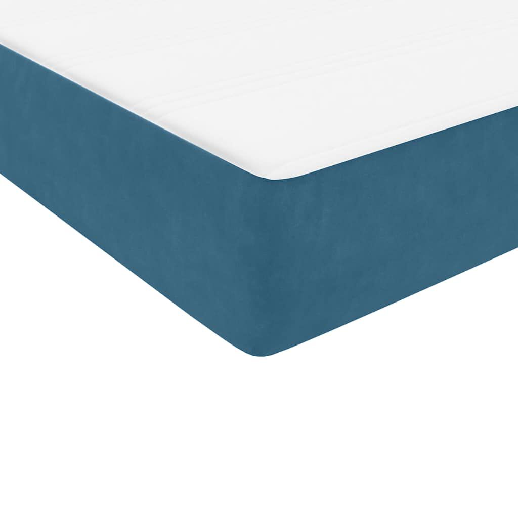 vidaXL Box Spring κρεβάτι με στρώμα σκούρο μπλε 80x210 εκ. Βελούδινο