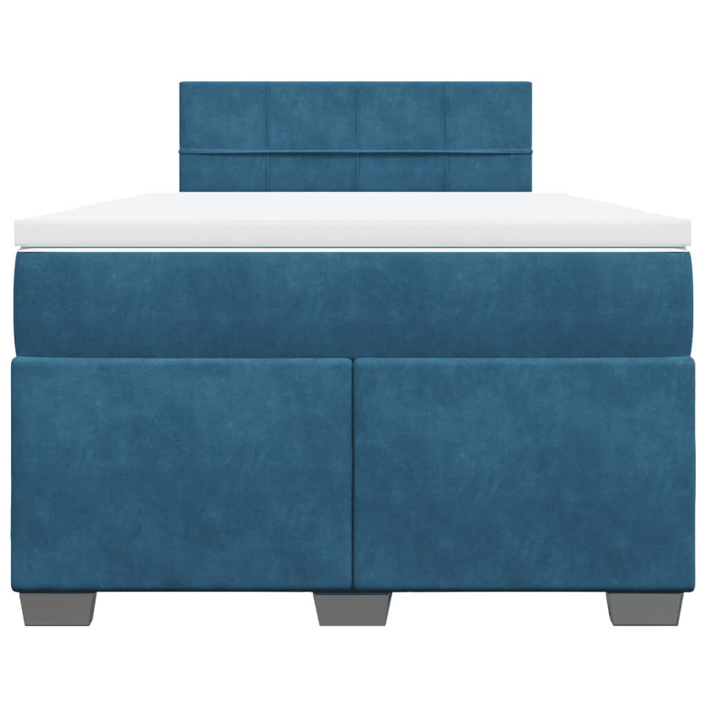 vidaXL Κρεβάτι Boxspring με Στρώμα Σκούρο Μπλε 120x190 εκ. Βελούδινο