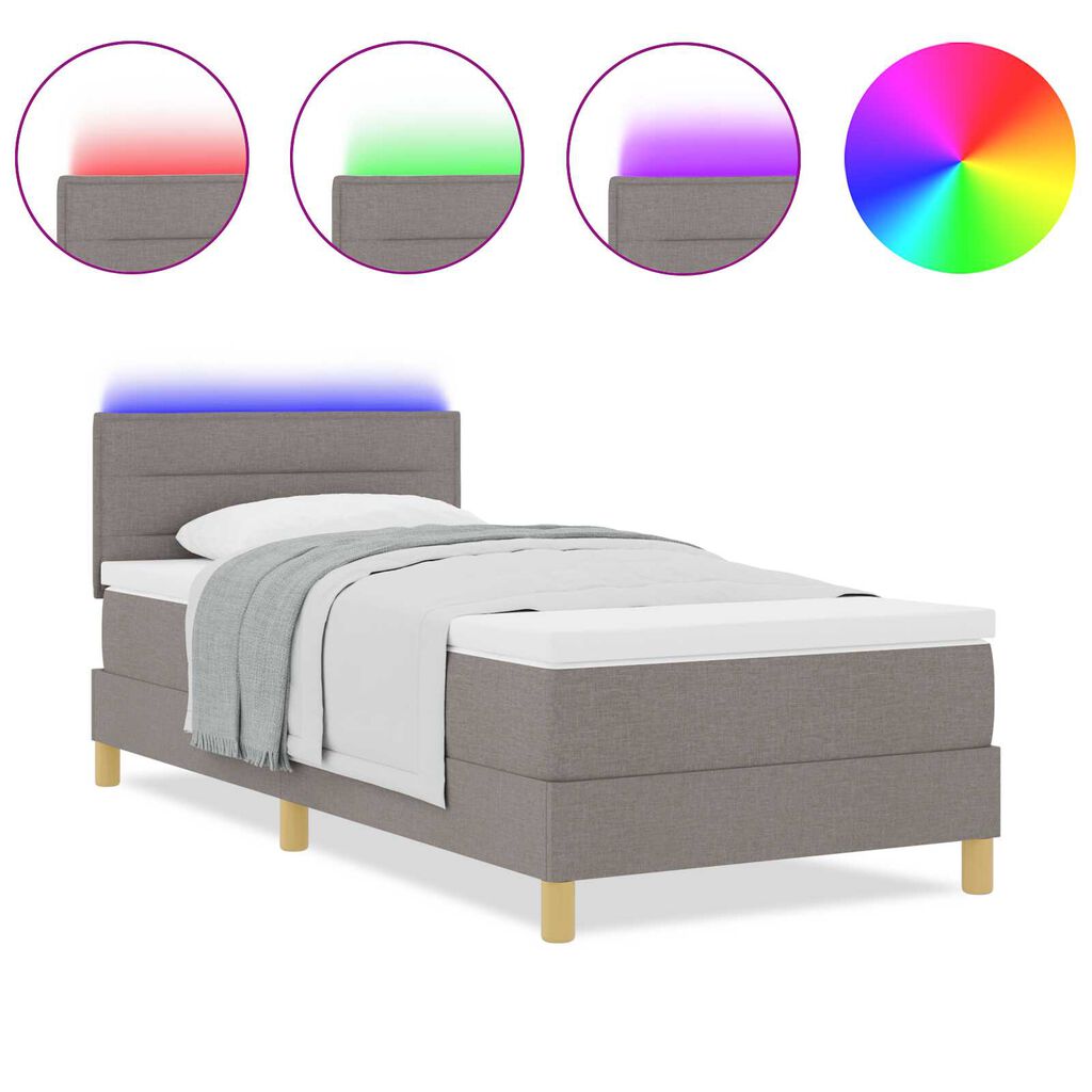 vidaXL Κρεβάτι Box Spring με Στρώμα & LED Ταπ 80x200 εκ. Ύφασμα