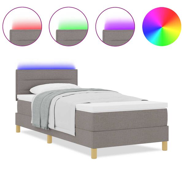 vidaXL Κρεβάτι Box Spring με Στρώμα & LED Ταπ 80x200 εκ. Ύφασμα