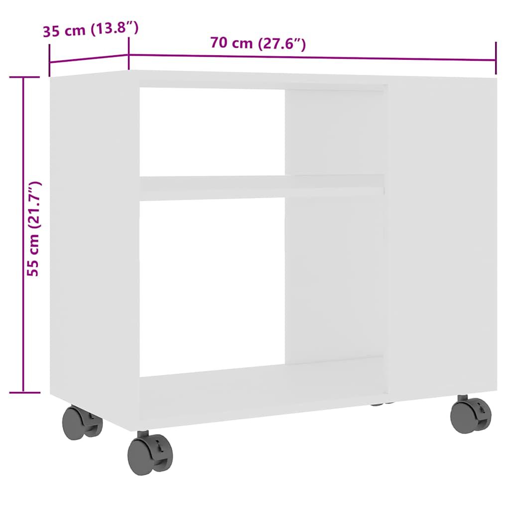 vidaXL Τραπέζι Βοηθητικό Λευκό 70 x 35 x 55 εκ. από Επεξεργασμένο Ξύλο