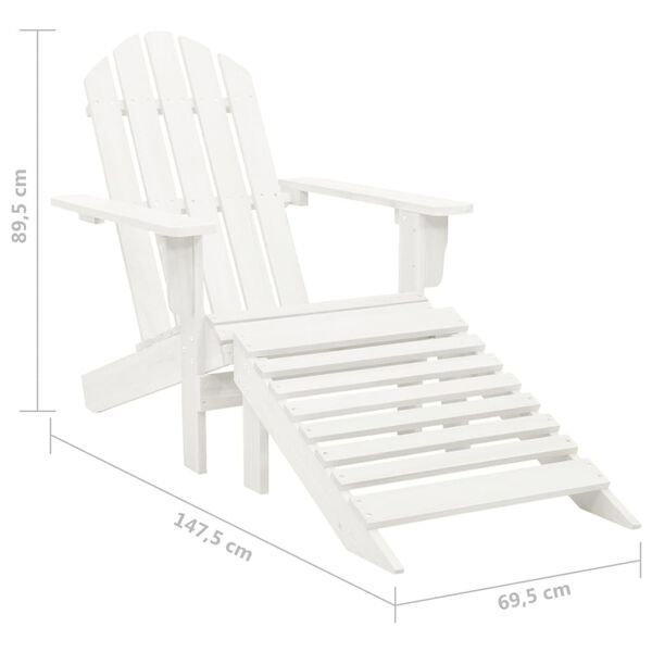 vidaXL Καρέκλα Κήπου Adirondack Μασίφ Ξύλο Ελάτης / Υποπόδιο & Τραπέζι