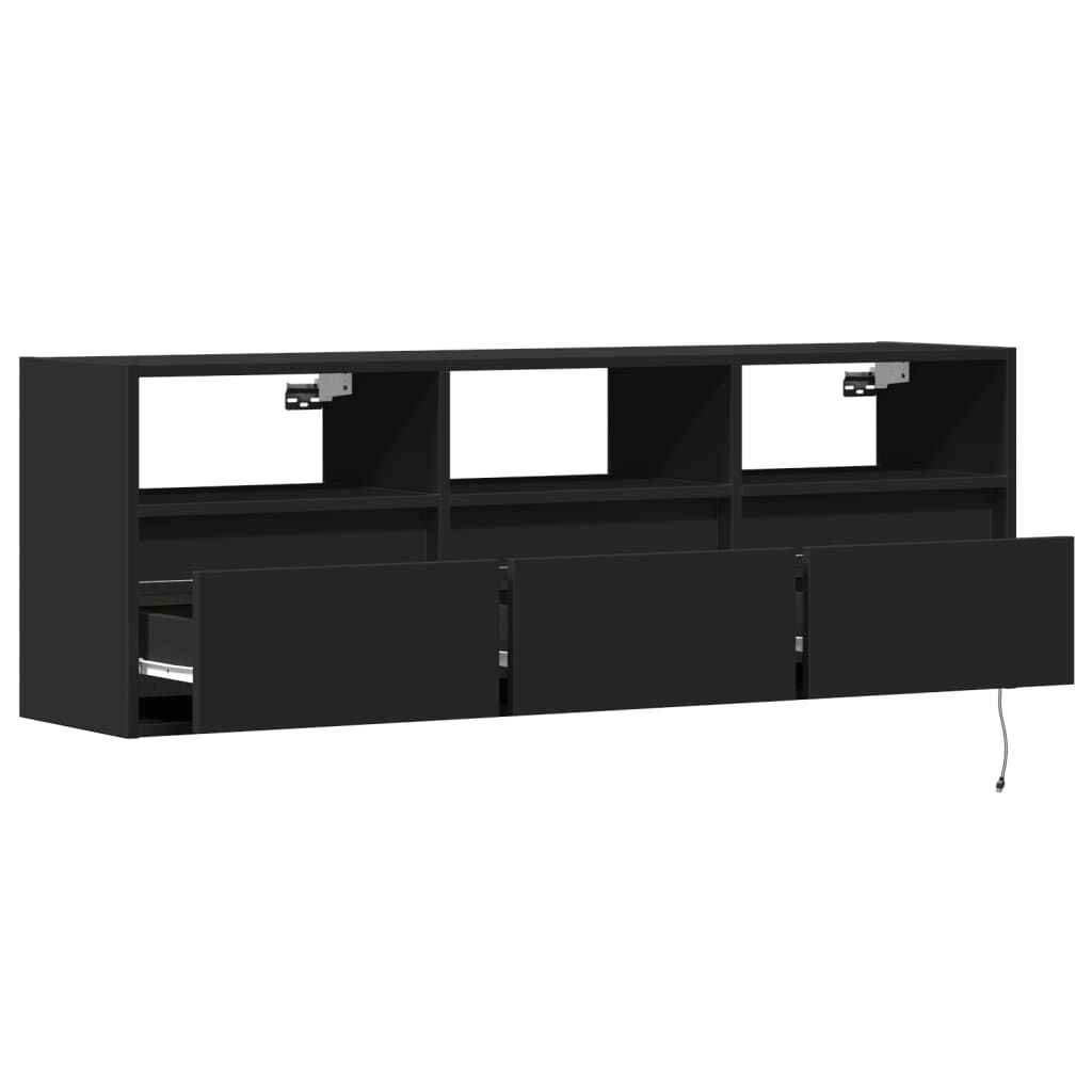vidaXL Έπιπλο Τοίχου Τηλεόρασης με LED Μαύρο 130x31x45 εκ.