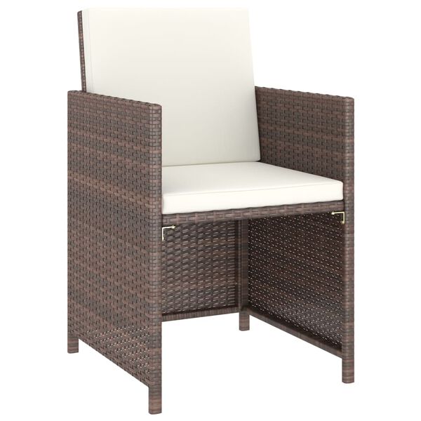 vidaXL Σετ Τραπεζαρίας Εξ. Χώρου 6 τεμ. Καφέ Συνθ. Ρατάν με Μαξιλάρια